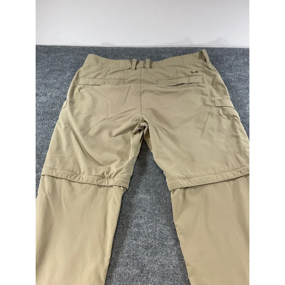 Under Armour Convertible Pants 38x32 Tan Khaki Zip Off Hiking Cargo Lightweight